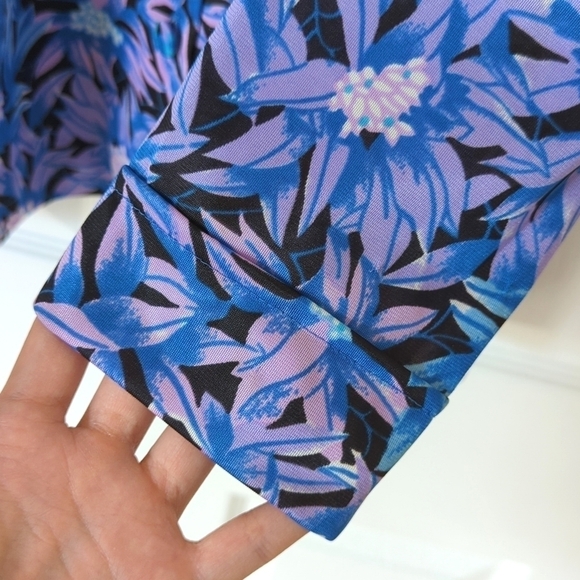 Roxanne 70's Vintage Union Made Floral Pointed Collar Button Down Shirt Purple M - Picture 10 of 12